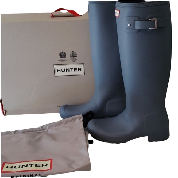 Hunter Shoes - NIB HUNTER WOMEN'S ORIGINAL TOUR GULL GRAY KNEE HIGH  BOOTS SIZE 8